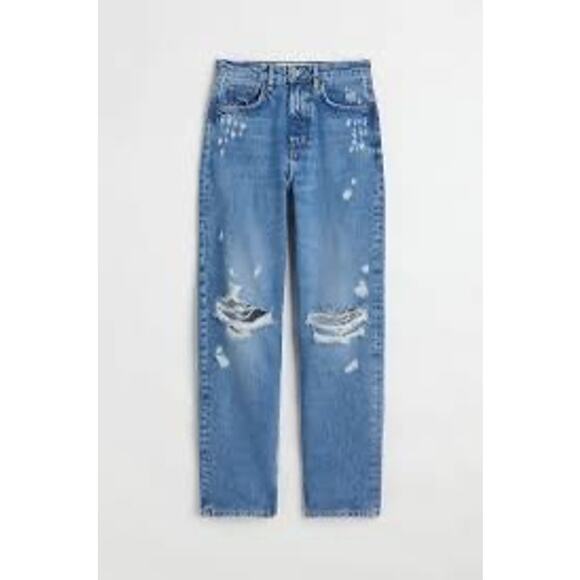 H&M | High-Rise 90’s Straight Leg Distressed Jeans | Size 2 - Picture 3 of 4